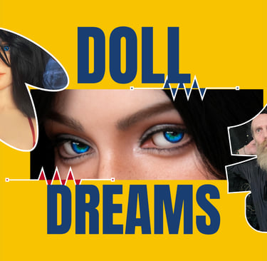 graphic element feature a sex doll and a beard man