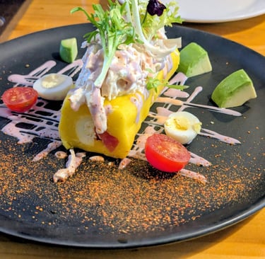 Causa Limeña at Mapacho Craft Beer Restaurant in Aguas Calientes