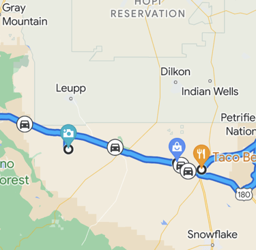 Day 5 of self-drive tour visiting Petrified Forest National Park and Meteor Crater