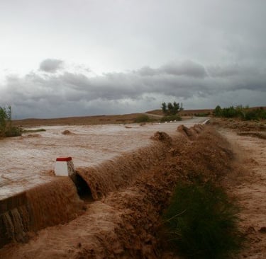 Flooded road on my way to Dades Valley in Morocco