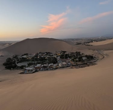 Huacachina Oasis at sunset