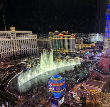 The view from the Batman Suite at Planet Hollywood hotel in Las Vegas