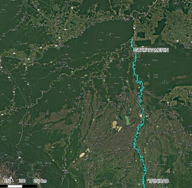 Route of boat journey from Trinidad to Guayaramerin