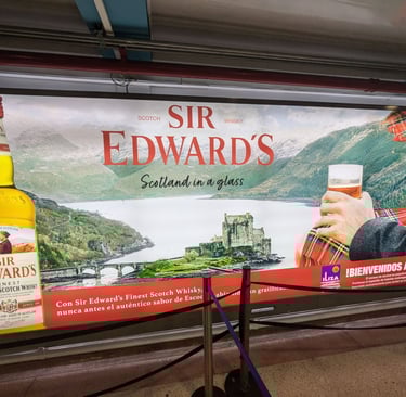 Scottish whiskey ad in San Andres Island airport arrival hall