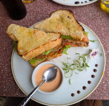 Beef and avocado sandwich at Intro Cafe Bar in Miraflores Lima