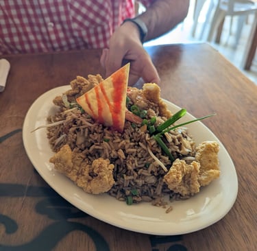 Seafood Chaufa at Sol de Oro in Paracas Nature Reserve