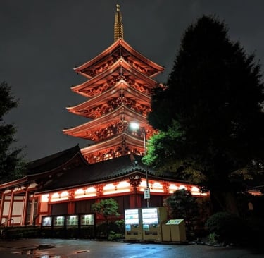 Senso Ji Temple in Asakusa Tokyo at night