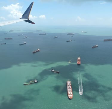 Approaching Singapore from the air