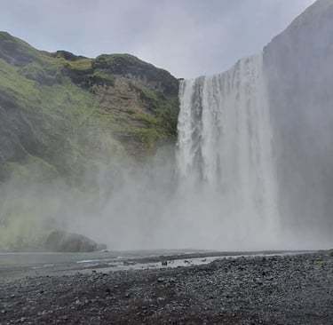 Skogafoss waterfall on the South Coast Tour in Iceland