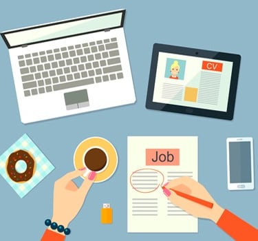 ilustración de una mujer buscando empleo