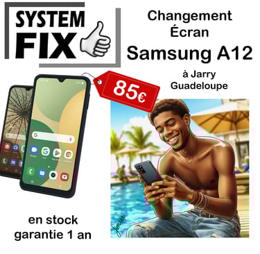 réparation SAMSUNG A12 en Guadeloupe - écran cassé