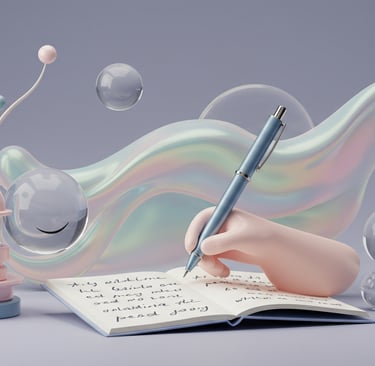 a person writing a book with a pen and a pen
