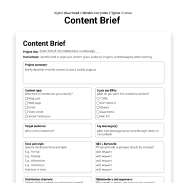 SEO content brief mockup