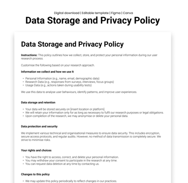 Data storage and privacy policy mockup