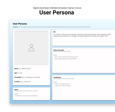 A mockup of a User persona