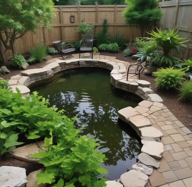 Custom pond in backyard