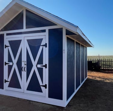 Custom built shed with double doors