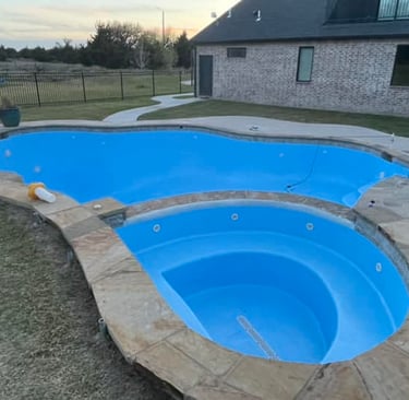freshly painted pool and hot tub