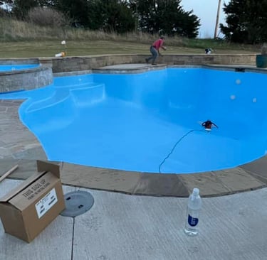 pool and hot tub with fresh coat of paint