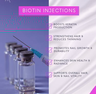 t	Professional Biotin Injections for hair rejuvenation and skin health at Laser Skin & Body Oldham.