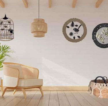 métal et macramé jute