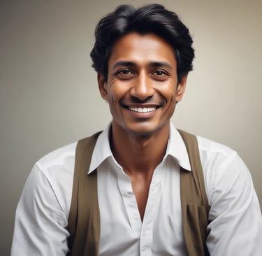 Portrait of a smiling middle-aged man in casual attire