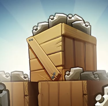 jerricans in crates in a cartoonish style