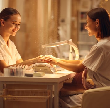 generata con IA posto caldo sicuro e magico il salone dell'onicotecnica che coccola la cliente 