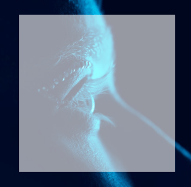 a person with a blue eye and a white background