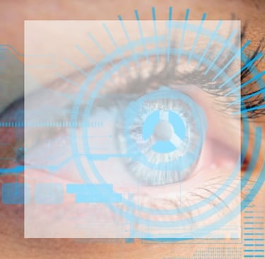 Keratoconus - a woman's eye with a futuristic eye