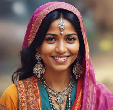 The image features intricately designed brass sculptures placed on the ground in a marketplace. In the foreground, there is a sculpture of a deity with elaborate detailing and a decorative circular backdrop. Textiles and other decorative items are visible in the background, displayed on tables covered with colorful cloths. Several people are blurred in the background, indicating a busy market atmosphere.