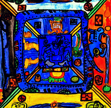 Chaac, pintura en acuarela de Balam Mendoza