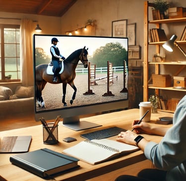 a person sitting at a desk with a laptop and a laptop