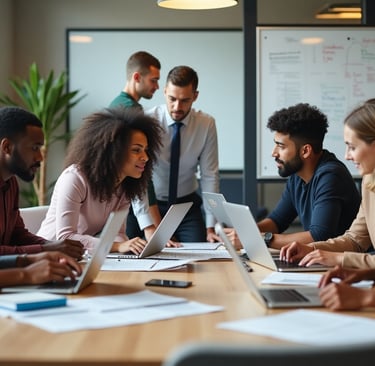 Talento nas empresas. profissionais com diferentes talentos atuando juntos