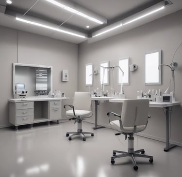 A close-up of a nurse preparing injectable products on a clean countertop.