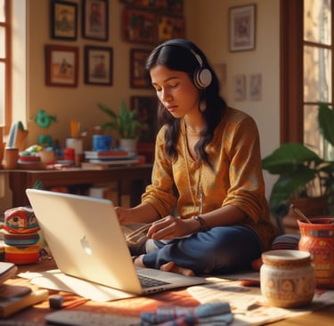 A mother teaching her child in a child-friendly coworking space.