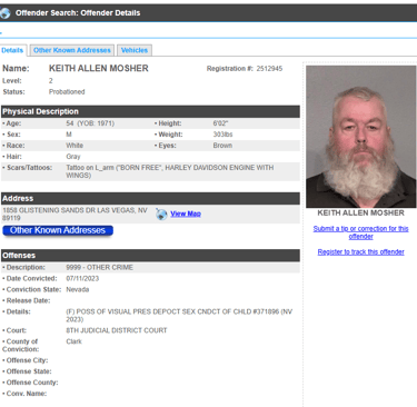 Keith Allen Mosher Sex Offender Registry Information