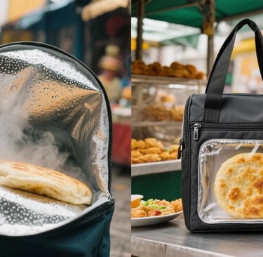 Comparison of thermal bag performance in high humidity for Latin American street food