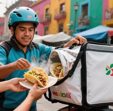 Customer success story - Ningbo J & T thermal bag in use with a taco delivery service in Mexico City