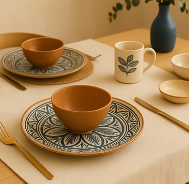 Une table sublimée par des produits de la poterie marocaine artisanale