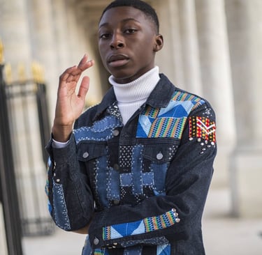 veste en jean upcyclée de tissu et matériau issu du recyclage
