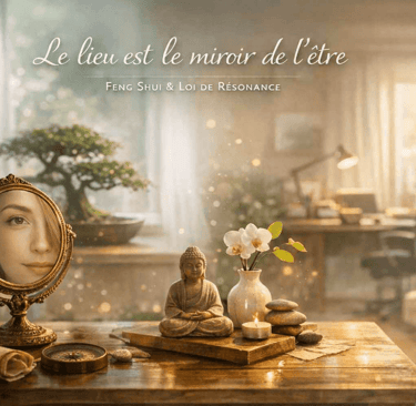 Espace harmonisé Feng Shui reflétant l’équilibre intérieur et la loi de la résonance. 