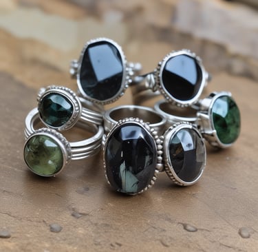 a person's hand with two gold rings on it