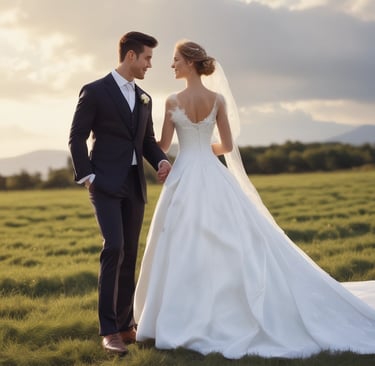 Woman in white dress salutes in front of a monument.
