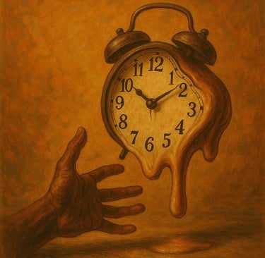 a clock that is melting and dripping from a melting - off clock