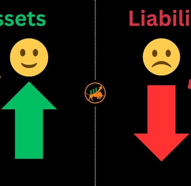 assets vs liabilities green up arrow down red arrow