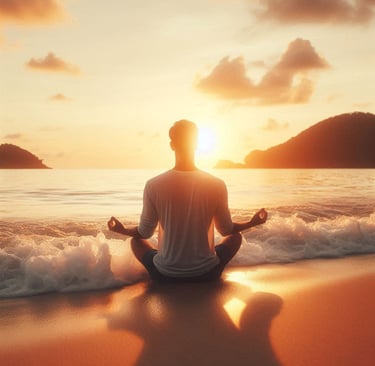 A person meditating on the beach when life knocks you down