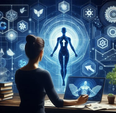 image of a person looking a blueprint of themselves in their ideal state