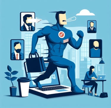 An image of a character emerging from a computer as a personal brand of a business