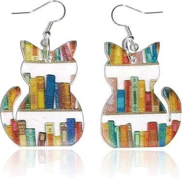 Cat and Book Lover Earrings